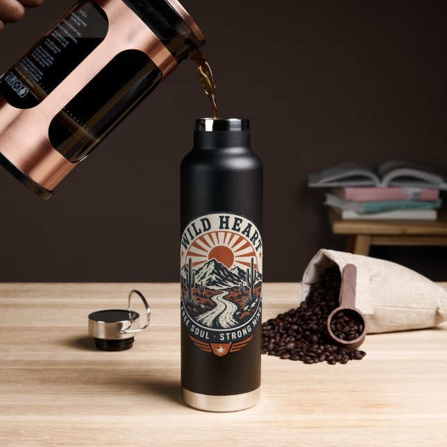 Vintage-Wüstenberg-Abenteuer-Abzeichen Trinkflasche (Kaffee (gedreht))