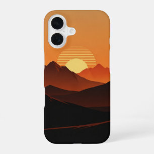 Vintage-Wüstenberge bei Sonnenaufgang iPhone 16 Hülle