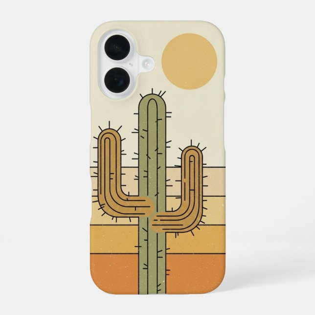 Vintage Wüstenkaktus iPhone 16 Hülle (Rückseite)