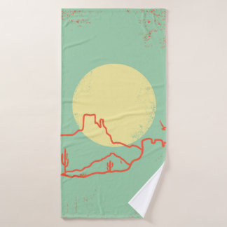 Vintage Wüstenlandschaft mit Kakteen und Canyon. Badehandtuch