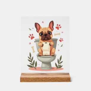 Vintage wütender französischer Bulldogge mit Toile Acrylschild