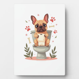 Vintage wütender französischer Bulldogge mit Toile Fotoplatte