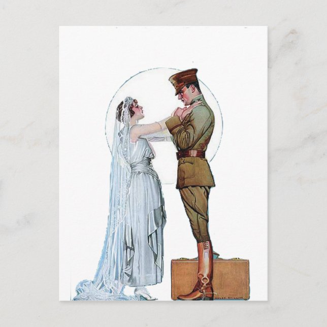 Vintage WWI Army Bride Postkarte (Vorderseite)