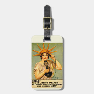 Vintage-WWI-Hallo, hier spricht Liberty-Plakat Gepäckanhänger