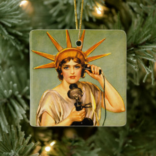 Vintage-WWI-Hallo, hier spricht Liberty-Plakat Keramikornament