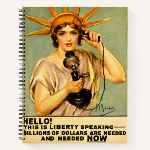Vintage-WWI-Hallo, hier spricht Liberty-Plakat Notizbuch