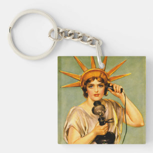 Vintage-WWI-Hallo, hier spricht Liberty-Plakat Schlüsselanhänger
