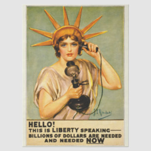 Vintage-WWI-Hallo, hier spricht Liberty-Plakat Seidenpapier