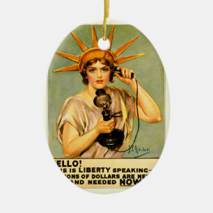 Vintage-WWI-Hallo, hier spricht Liberty-Poster Keramik Ornament