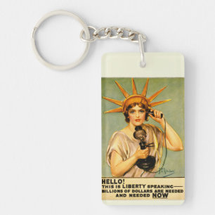 Vintage-WWI-Hallo, hier spricht Liberty-Poster Schlüsselanhänger