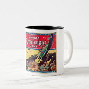 VINTAGE-WWII-BRETTSPIEL-SCHACHTELKUNST ZWEIFARBIGE TASSE