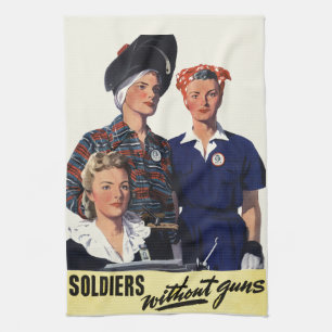Vintage-WWII-Soldaten ohne Waffen Feministische Ku Geschirrtuch