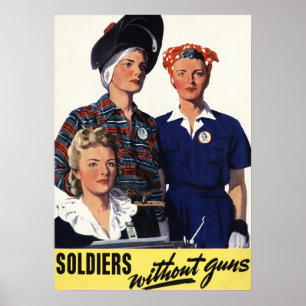 Vintage-WWII-Soldaten ohne Waffen Feministische Ku Poster