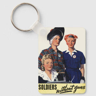 Vintage-WWII-Soldaten ohne Waffen Feministische Ku Schlüsselanhänger