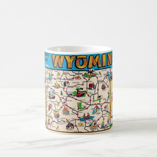 Vintage Wyoming Map-Tasse Kaffeetasse (Mittel)