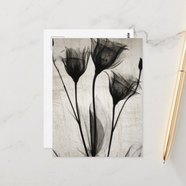 Vintage X-Ray Flowers Postkarte (Vorderseite/Rückseite Beispiel)