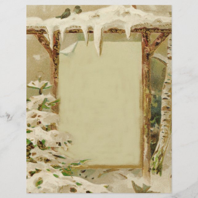 Vintage Xmas-Yard-Szene Briefbogen (Vorderseite)