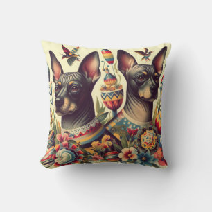 Vintage Xoloitzcuintle Illustration Kissen