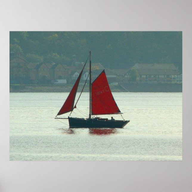 Vintage Yacht in der Bucht von Cardiff Poster (Vorne)