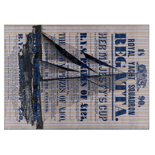 Vintage Yacht Regatta-Werbung Schneidebrett (Vorderseite)