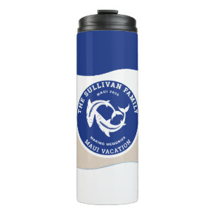Vintage-Yachtclub Navy-Nautik-Hai-Familie Thermosbecher