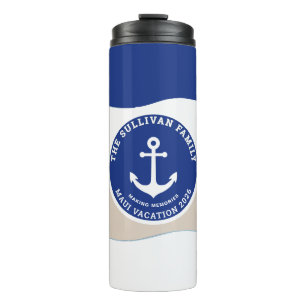 Vintage-Yachtclub Navy-Nautischer Anker Familie Thermosbecher