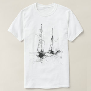 Vintage-Yachtskizze – Nautische Minimalkunst T-Shirt