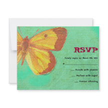 VINTAGE YELLOW-BUTTERFLY-Bat Mitzvah-Antwortkarte