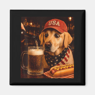 Vintage Yellow Labrador Retriever trinkt Bier Magnet