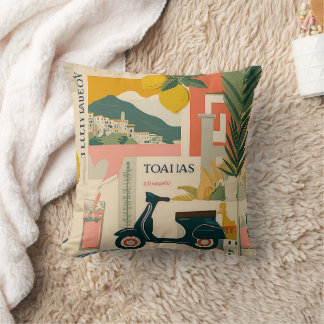 Vintage Yellow Mediterranean Lemons Italian Coast  Kissen