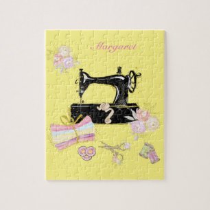 Vintage Yellow Quilting Sewing Machine Puzzle