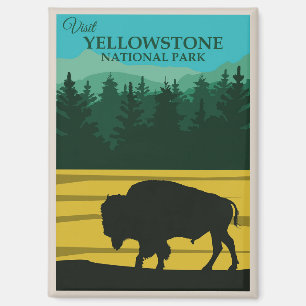 Vintage Yellowstone Nationalpark Bison Büffel Magnet