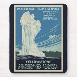 Vintage Yellowstone Nationalpark Old Faithful Mousepad