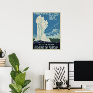 Vintage Yellowstone Nationalpark Old Faithful Poster