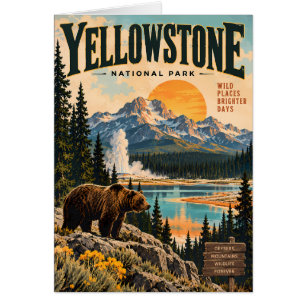 Vintage Yellowstone Nationalpark Poster mit Griz