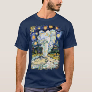 Vintage Yellowstone Old Faithful Van Gogh Stil T-Shirt