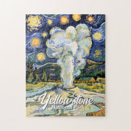 Vintage Yellowstone Old Faithful Van Gogh Style Puzzle