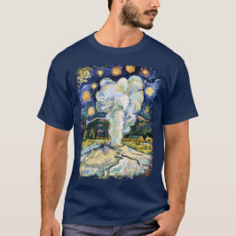 Vintage Yellowstone Old Faithful Van Gogh Style T-Shirt