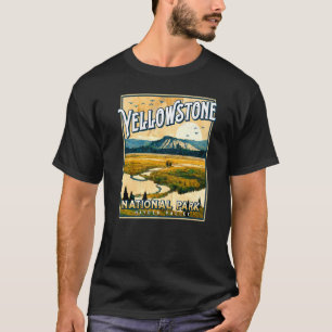 Vintage Yellowstone Park Poster Hayden Valley Schm T-Shirt