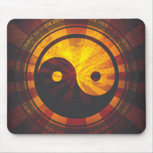 Vintage Yin-Yang-Symbol-Druck Mousepad