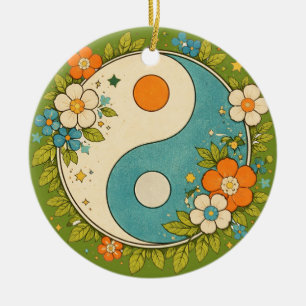 Vintage Yin Yang Symbol Keramik Ornament