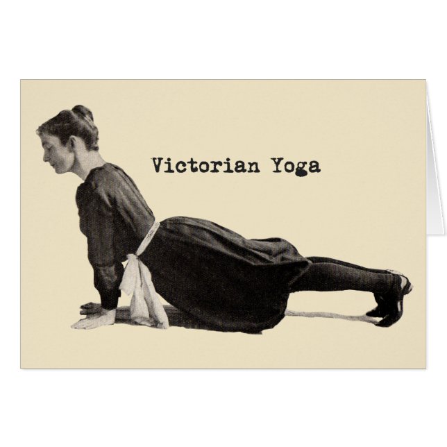 Vintage Yoga-Frau bis Hund Antike (Vorderseite (Horizontal))
