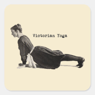 Vintage Yoga-Frau bis Hund Antike Quadratischer Aufkleber