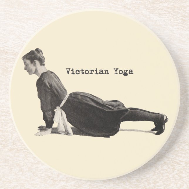 Vintage Yoga-Frau bis Hund Antike Untersetzer (Vorne)