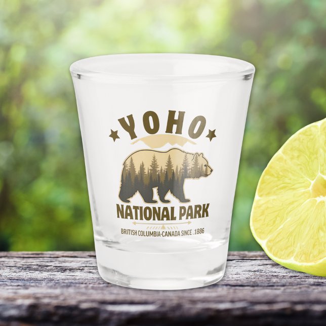 Vintage Yoho Bear Design – British Columbia Schnapsglas (Von Creator hochgeladen)