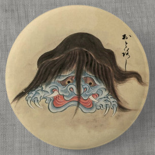 Vintage-Yokai Otoroshi (japanische Schriftrolle) Button