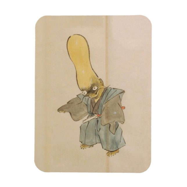 Vintage-Yokai-Schwertkämpfer Magnet (Vertikal)