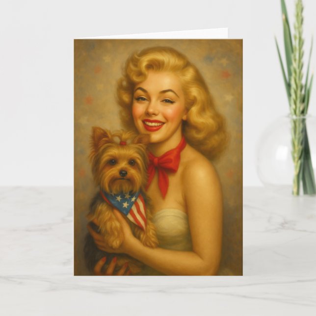 Vintage Yorkie Karte (Vorderseite)