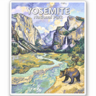 Vintage-Yosemite-El-Capitan-Bären-Tunnelblick-Male Aufkleber