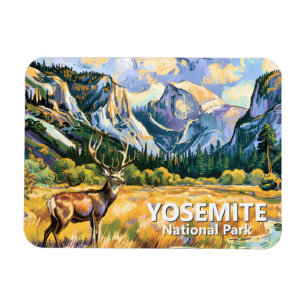 Vintage Yosemite Half Dome Tier Hirsch Van Gogh Magnet